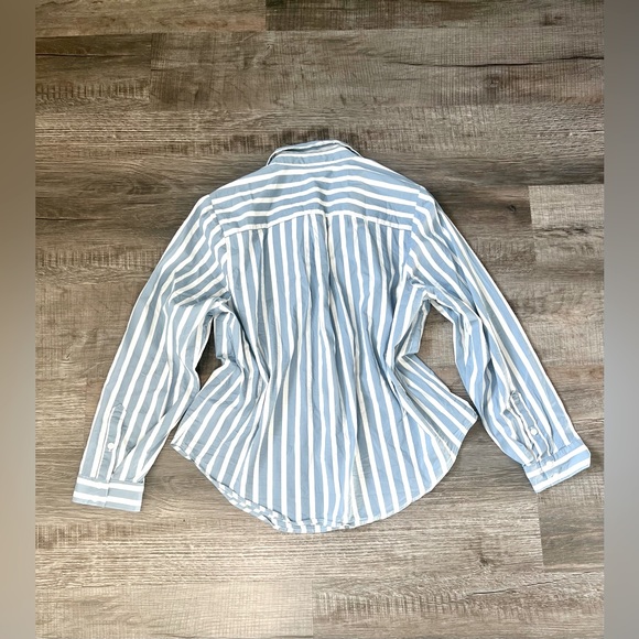NEW! TORRID Madison Poplin Button-Up Long Sleeve Shirt 2X Stripe Blue White - Picture 7 of 7